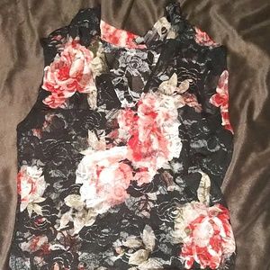 Lace see through body suit small